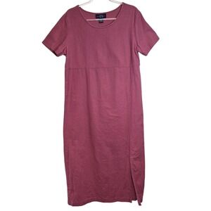 TY Original Wear Womens M Linen Cotton Blend Short Sleeve Midi Shift Dress Mauve